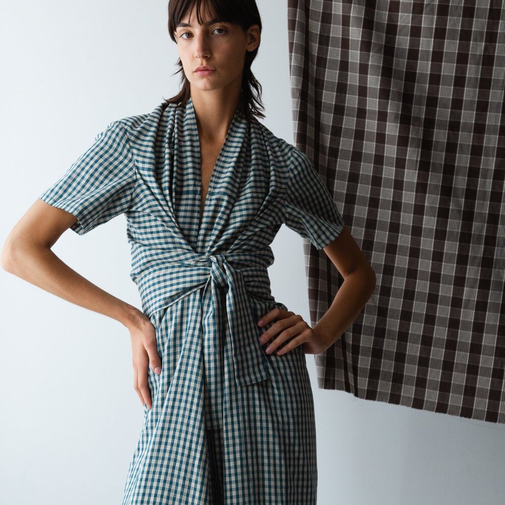 Joclyn Dress in blue gingham